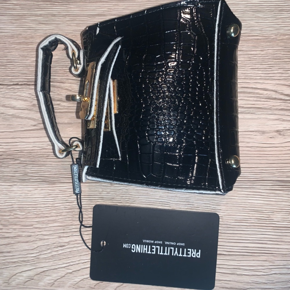 PLT Croc Purse w gold detail